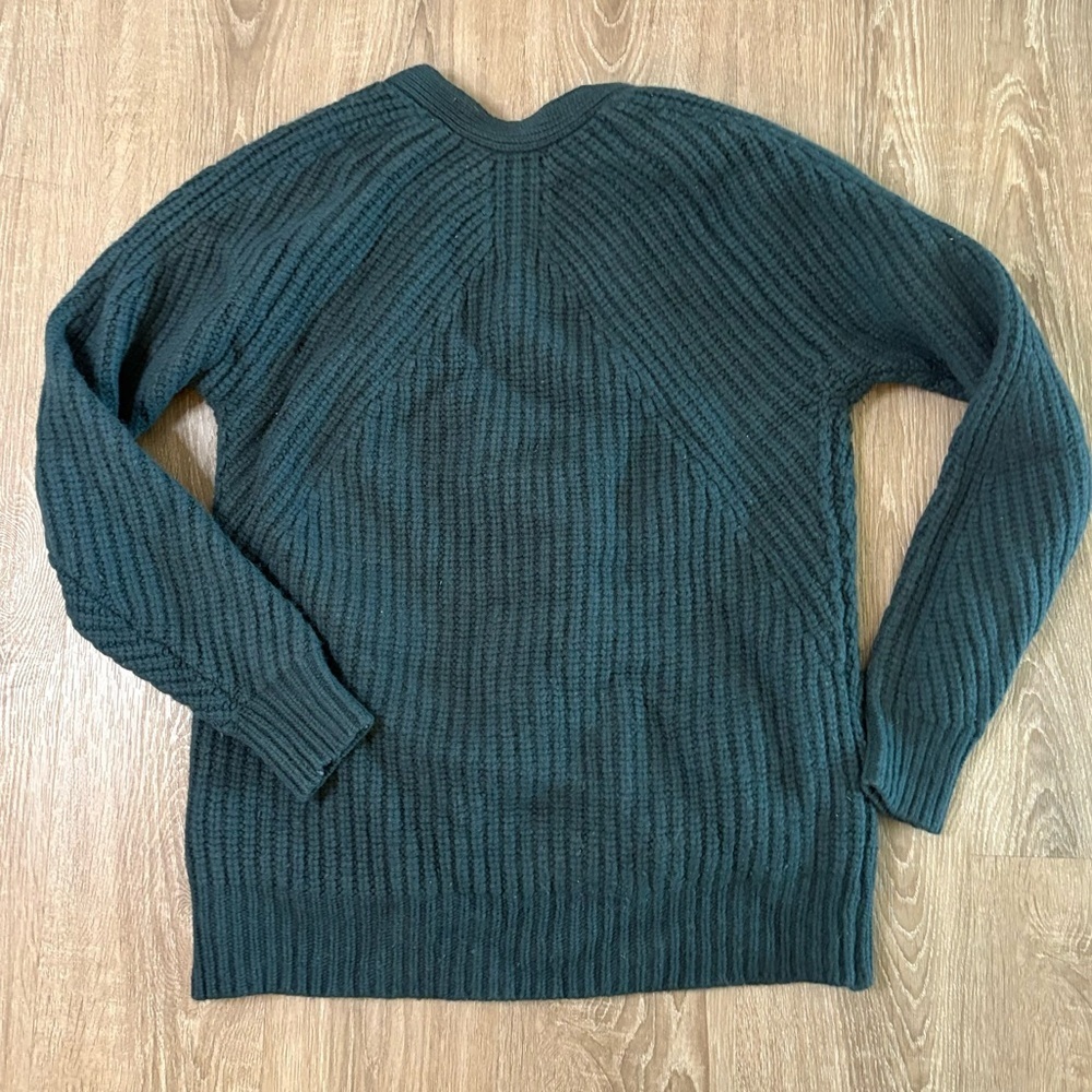Women’s Madewell Merino Wool Sweater Cardigan Teal Zipper Academia Preppy XS - Picture 2 of 8